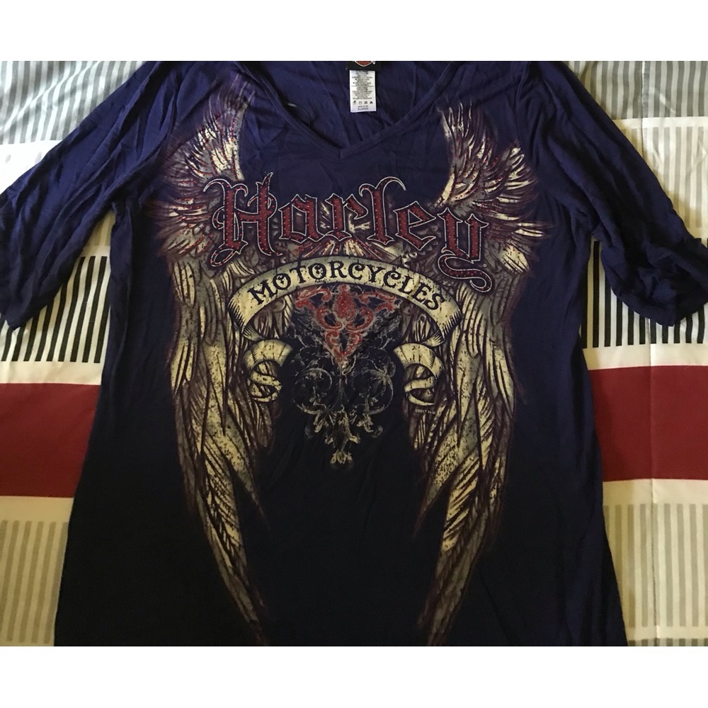 Blue embellished Harley Shirt
